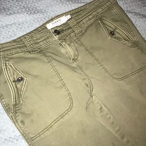 Cropped twill military pant- Olive wash